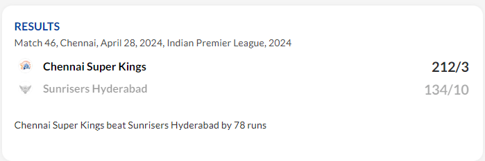 CSK vs SRH IPL 2024